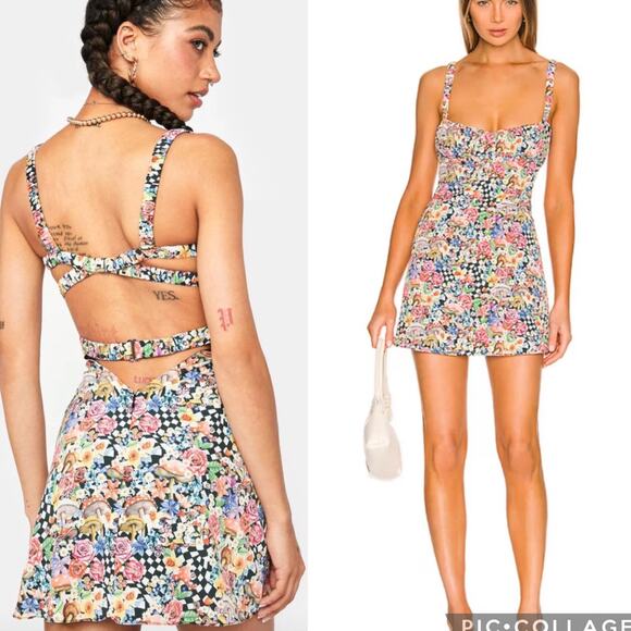 For Love and Lemons June Liberty London Wonderland Mini Dress sz XS - Picture 1 of 15